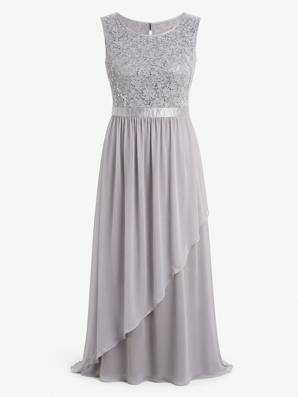 ONYX Nite Mother of Bride Groom Dress Silver Gray Beaded Formal Gown 14